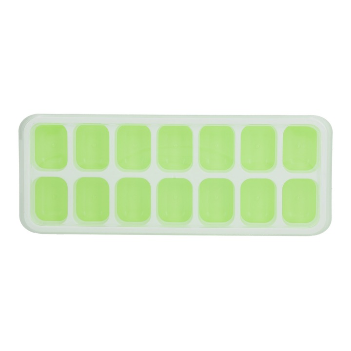 Jormftte jégkockaforma, rugalmas szilikon, levehető fedél, zöld