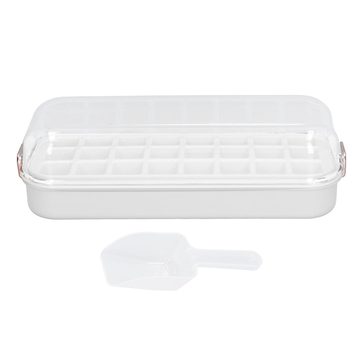 Jormftte jégkockakészítő, 24 rekeszes, élelmiszeripari szilikon, fedéllel, fehér