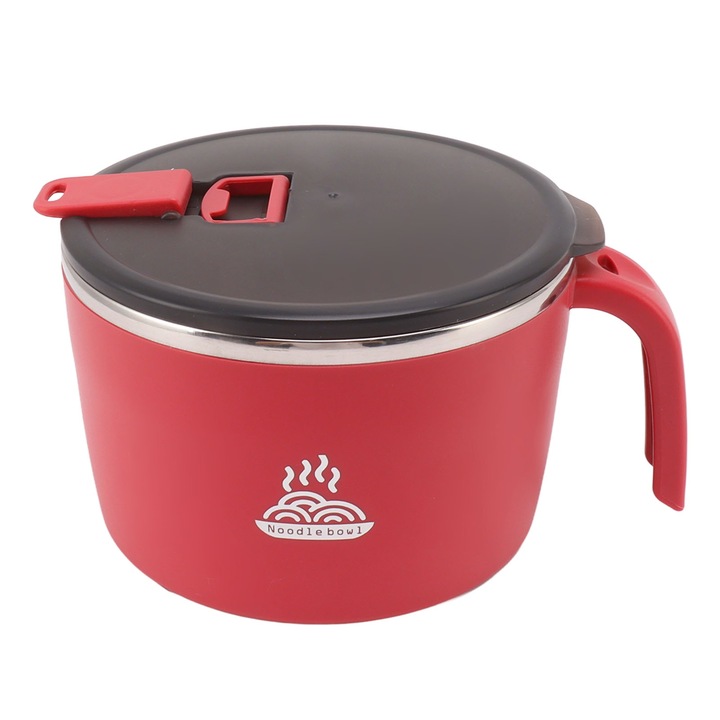 Jormftte rozsdamentes acél tésztás tál, 1300ML űrtartalom, telefontartóval, piros