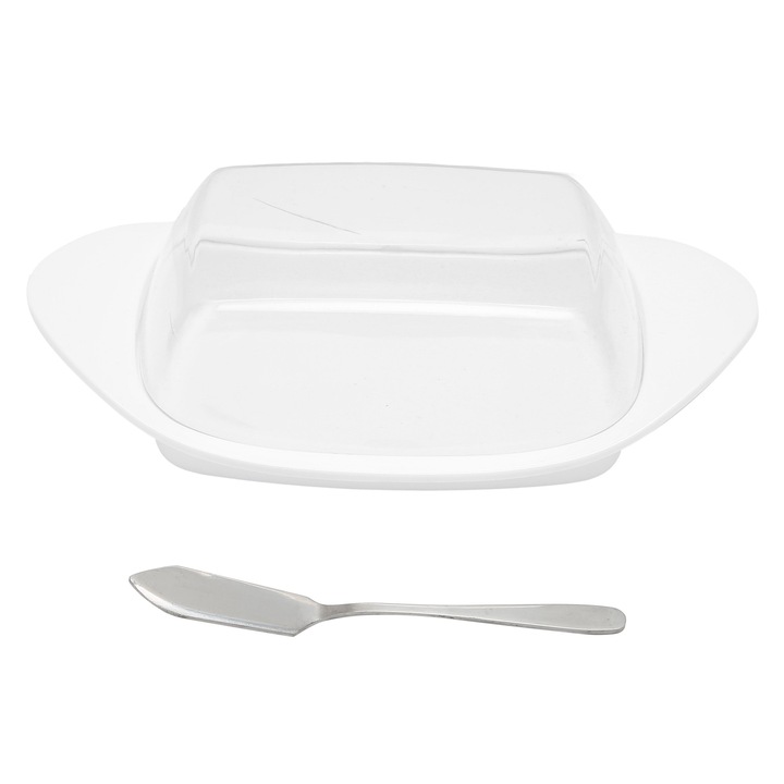 Vajas ételtartó doboz tetővel, Jormftte, elegáns dizájn, PP anyag, fehér