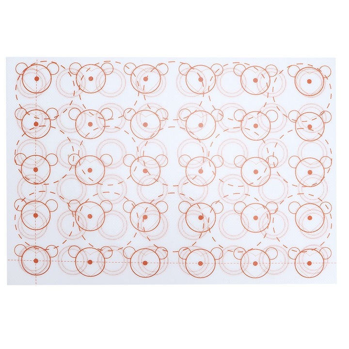 Tálca Jormftte Macarons számára, 42x29,5 cm, szilikon, -40 és 250 fok közötti hőmérsékletnek ellenálló, újrafelhasználható