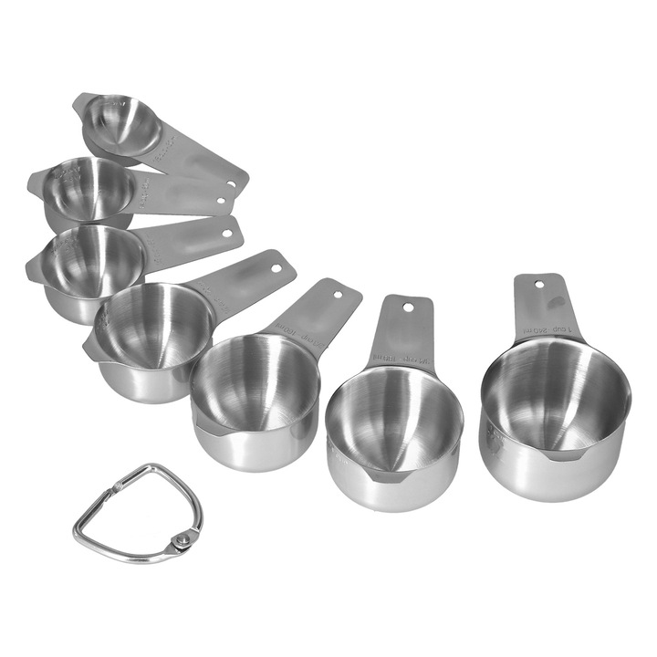 7 részes rozsdamentes acél mérőkanál és mérőpohár készlet, Jormftte, könnyen tisztítható, tartós, kis méretek