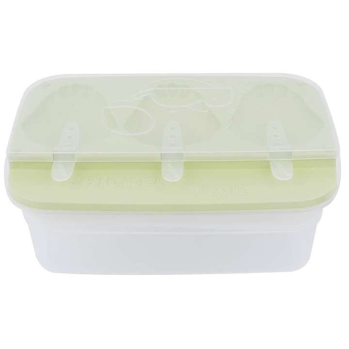 Jormftte jégkockaforma, csibés design, átlátszó fedél, zöld színű, 20x10cm