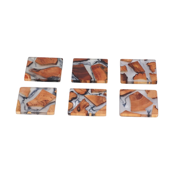 Jormftte 6 darabos fa ital alátét készlet, átlátszó textúra, csúszásmentes, négyzet alakú