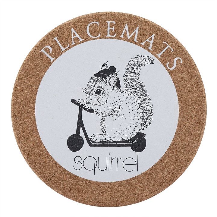 Fából készült poháralátétek, Jormftte, kerek, hőálló, rajzfilm design, 30x30cm