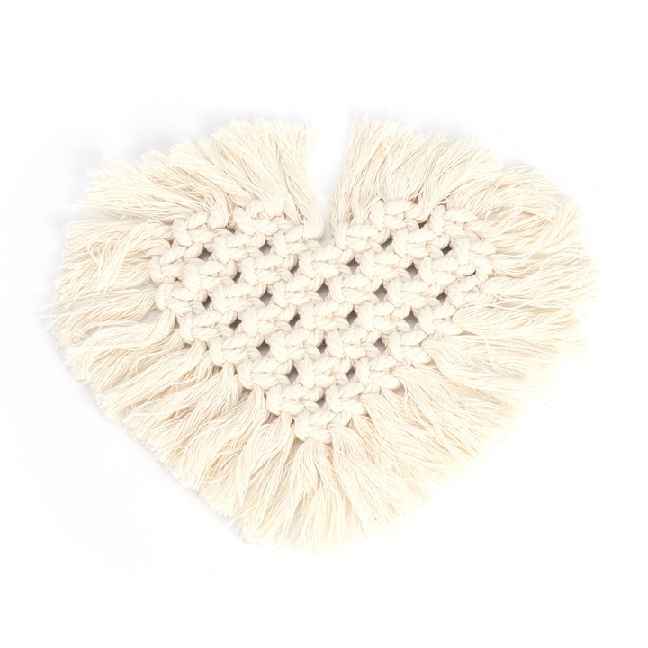 Jormftte pohártartó készlet 2 darabos, pamut, szív alakú, bézs, hőszigetelő