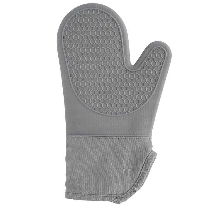Jormftte szilikon és pamut konyhai kesztyű, hőálló, szürke