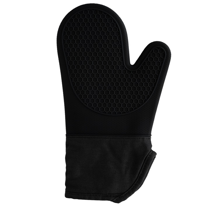 Jormftte szilikon és pamut konyhai kesztyű, hőálló, vízálló, fekete