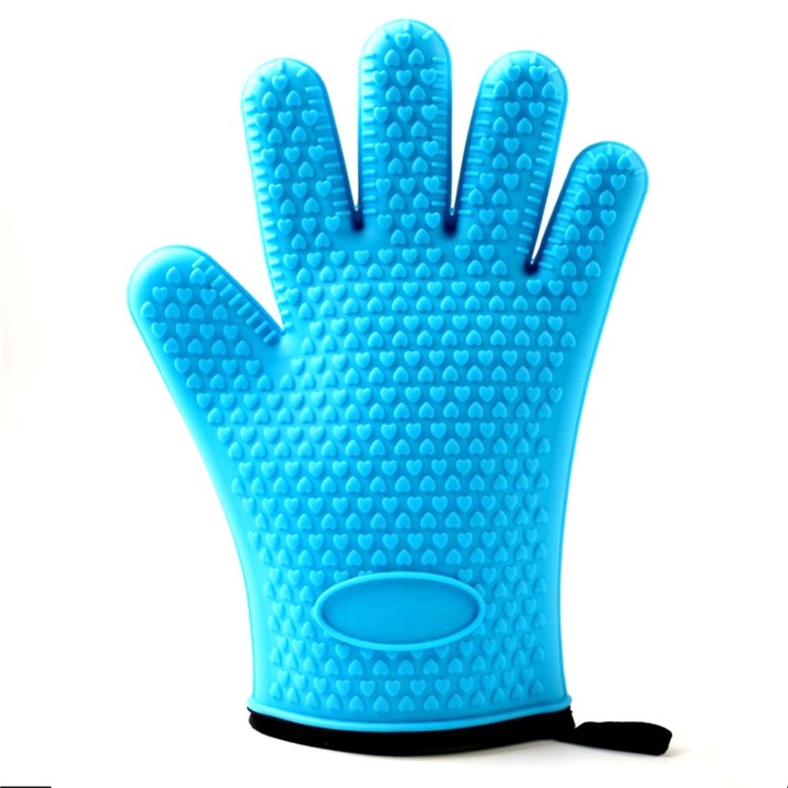 Jormftte konyhai kesztyűk, hőálló szilikon, csúszásmentes, kék, szett
