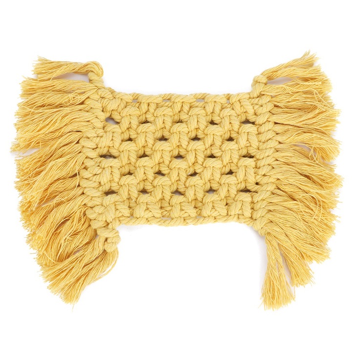 Jormftte poháralátétek, 2 db-os szett, pamut, csúszásmentes, sárga, téglalap alakú