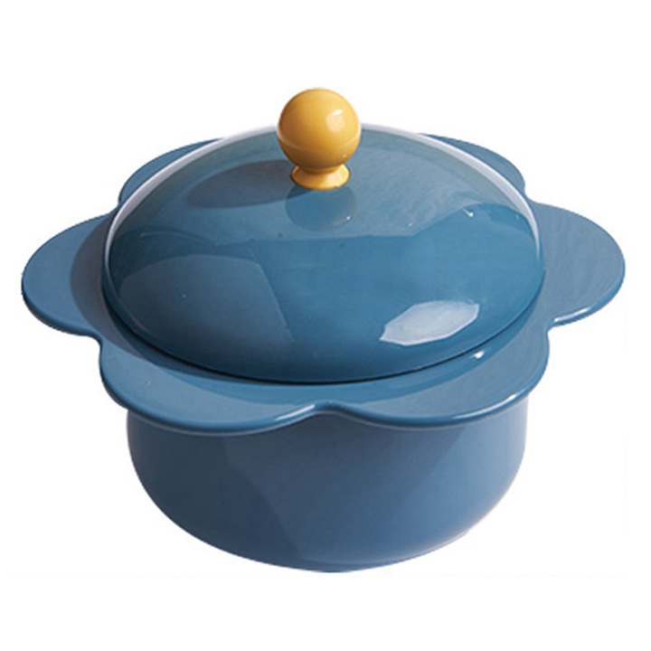 Jormftte instant tésztás tál, nagy kapacitású, rozsdamentes acél kivitel, kék színű