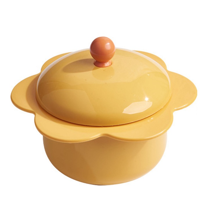 Jormftte instant tésztatál, nagy kapacitású, rozsdamentes acél kivitel, citromsárga