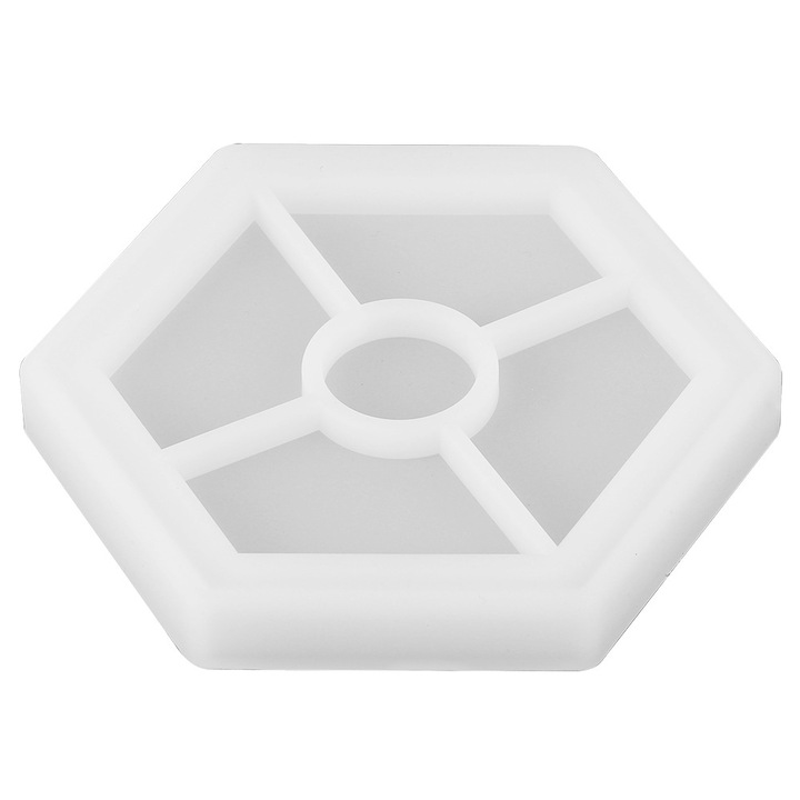 Italtartók, Jormftte, rugalmas öntőforma teás alátéthez, hatszögletű forma, szilikon anyag, újrafelhasználható