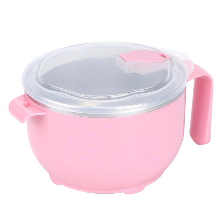 Jormftte 900 ml-es rozsdamentes acél tál, rózsaszín, törésálló, tetővel, leveshez és gyümölcssalátákhoz