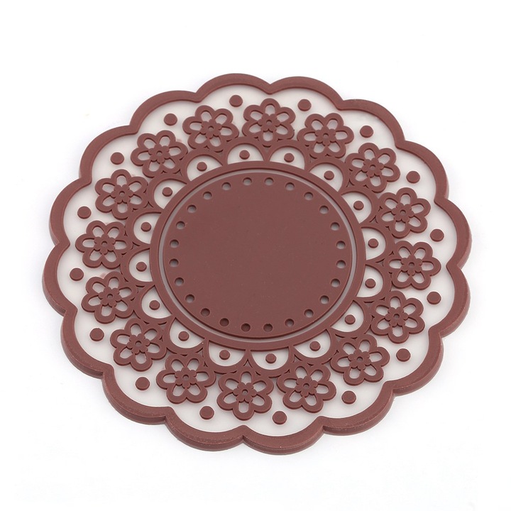 Italtartók, Jormftte, szilikon alátét készlet, csipkés design, többszínű, 10x10cm