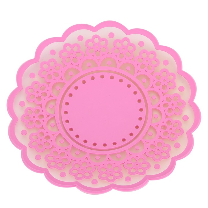 Italtartók, Jormftte, szilikon alátét szett, csipkés design, rózsaszín, 10x10cm