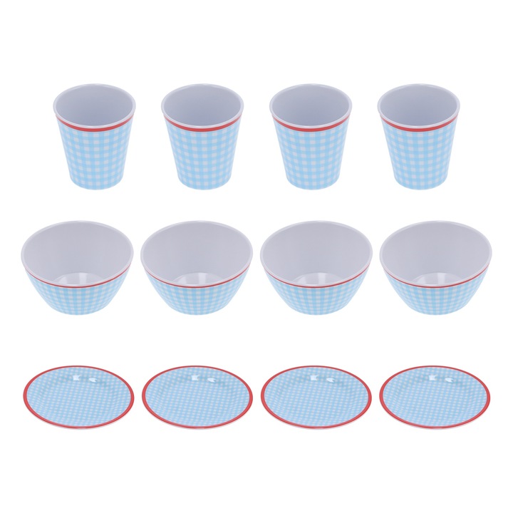 Jormftte 12 darabos tányérkészlet, világoskék, melamin anyag, multifunkcionális