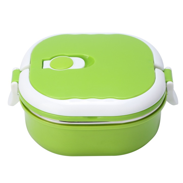 Jormftte 400ml ételtartó doboz, rozsdamentes acél, zöld, csúszásgátló kialakítás, szilikon szellőzőnyílású fedél