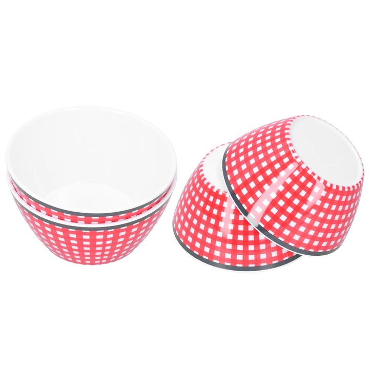 Jormftte salátástál, 4 db-os szett, melamin, 14,6x7 cm, piros/fehér/fekete