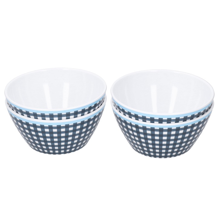 4 darabos salátás tálkészlet, Jormftte, porcelán utánzat, csúszásmentes, tartós, sötétkék, 15x15cm