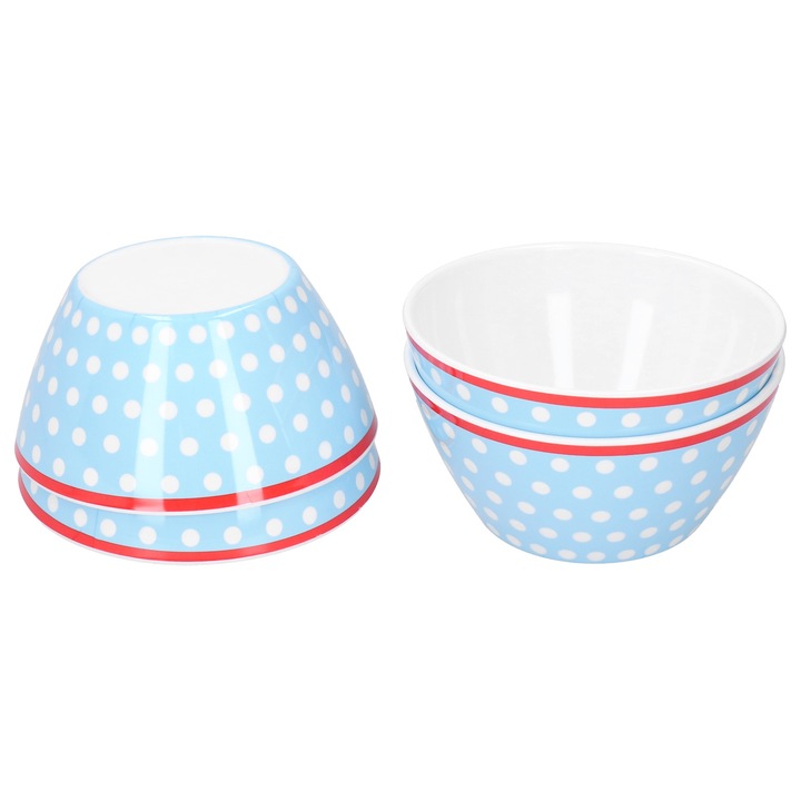 4 darabos salátástál készlet, Jormftte, imitált porcelán, csúszásmentes, könnyen tisztítható, világoskék