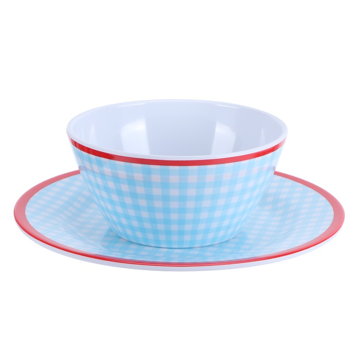 Név: Jormftte 2 tál és tányér készlet, porcelán utánzat, világoskék, 14.6x22.5cm