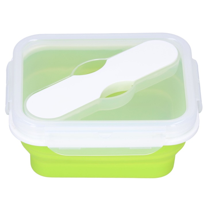 Jormftte ételtartó doboz, szilikon, 600ML, zöld, összecsukható