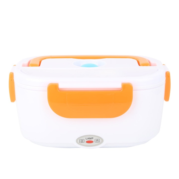 Cutie alimentara portabila cu incalzire electrica, 100-240V, portocalie, set