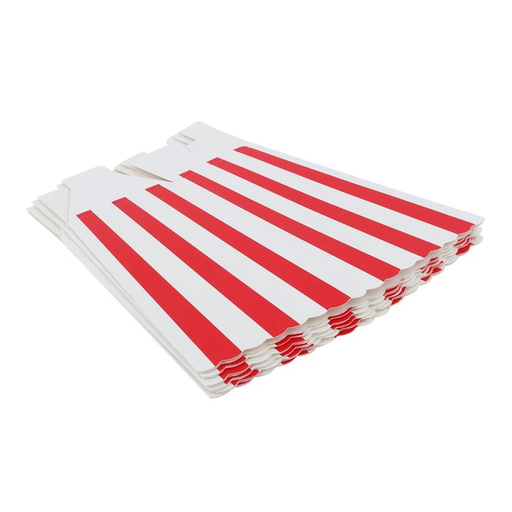 24 darab pattogatott kukorica kosár készlet, Jormftte, papír, fehér/piros