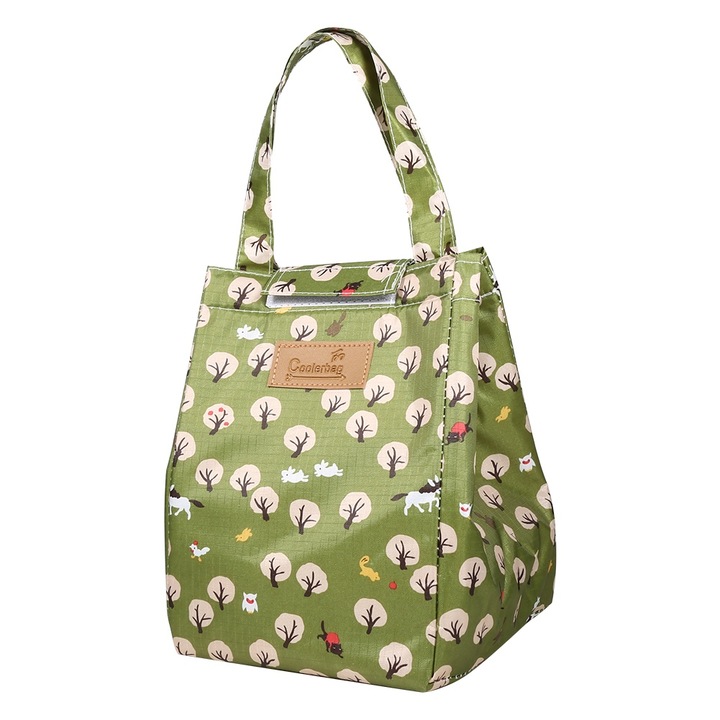 Jormftte ebéd táska, vödör modell, hőszigetelő, zöld, 1 db
