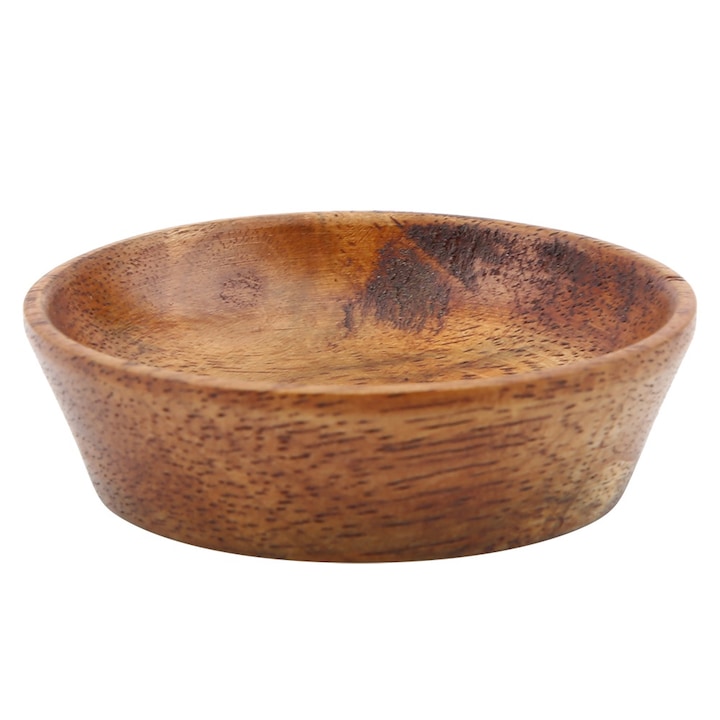 Jormftte kerek fa tál, 7 cm, szójaszószhoz, természetes design, könnyen tisztítható