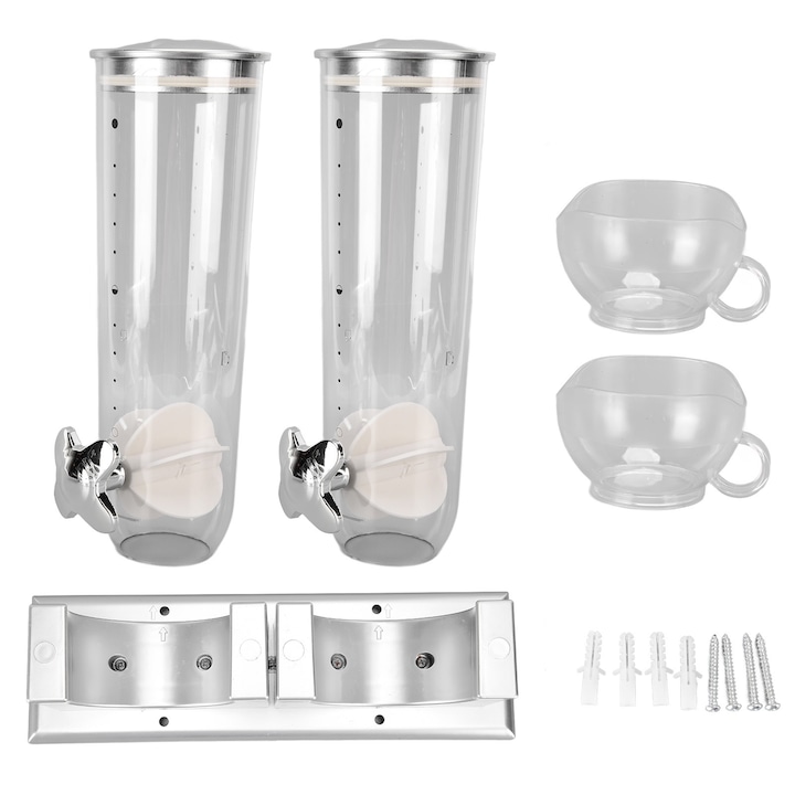 Kettős adagoló, Jormftte, 3L kapacitás, átlátszó dizájn, falra szerelhető, átlátszó/ezüst