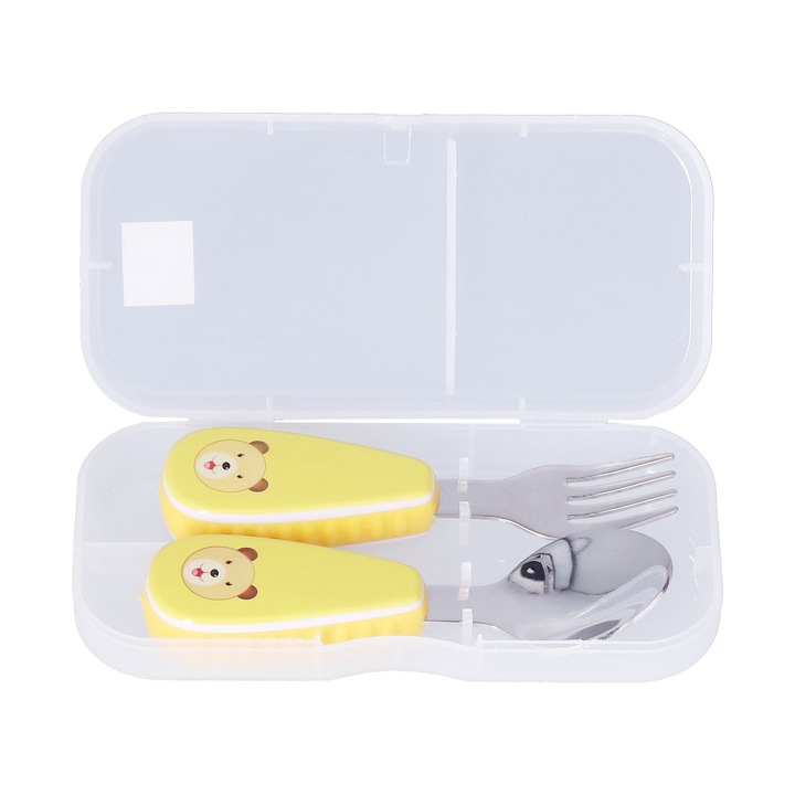 Gyermek evőeszköz készlet, Jormftte, Rozsdamentes acél, Sárga