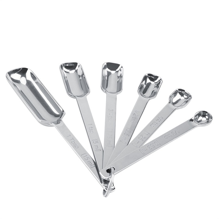 6 darabos mérőkanál készlet, Jormftte, Rozsdamentes acél, Ezüst