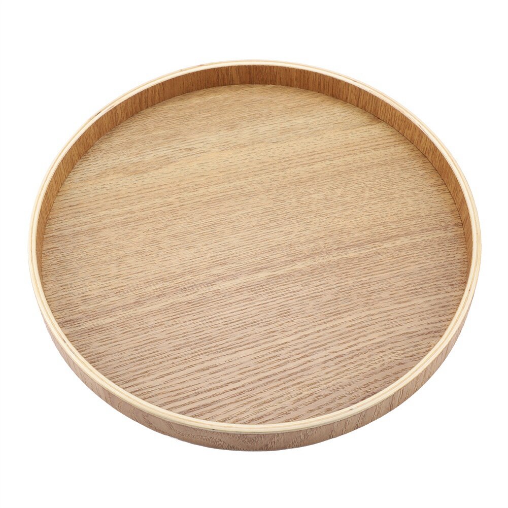 Farfurie din lemn pentru servire, Mmgoqqt, design vintage, 24cm