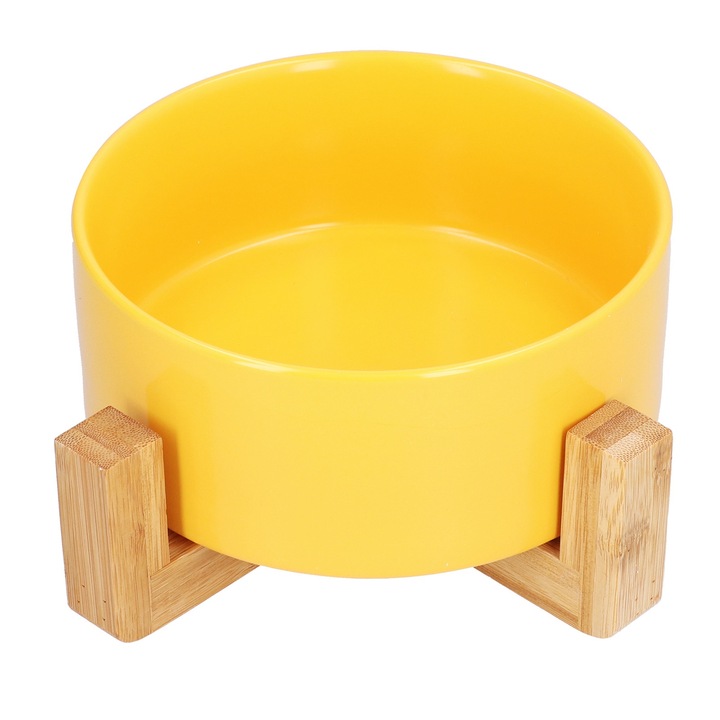 Kerámia salátástál állvánnyal, Jormftte, nagy, kerek, könnyen tisztítható, sárga