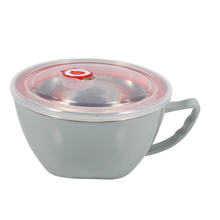 Jormftte többfunkciós rozsdamentes acél tál fogantyúval, 1200ml, kék, dupla hőszigetelésű kivitel