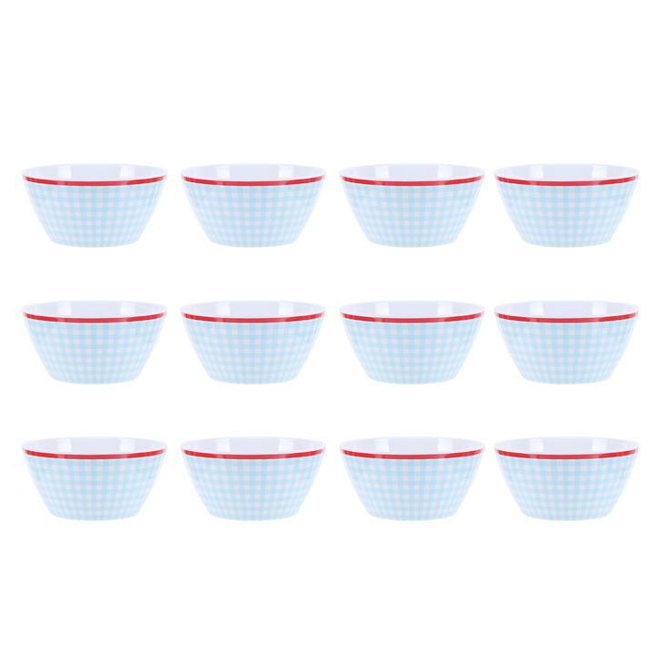 12 darabos salátástál készlet, Jormftte, 15x15cm, porcelán utánzat, világoskék