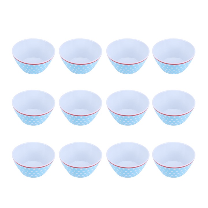 12 db-os salátástál készlet, Jormftte, 15x15cm, porcelán utánzat, világoskék