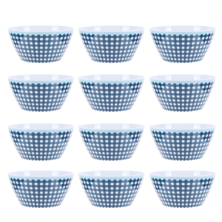 12 darabos salátástál készlet, Jormftte, 15x15cm, utánzott porcelán, sötétkék