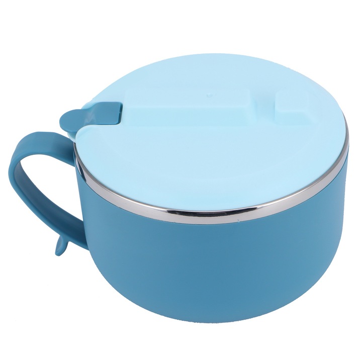 Tál rizshez és tésztához Jormftte 1200ML, rozsdamentes acél 304, fedéllel és fogantyúkkal, égésgátló, hőszigetelő, kék