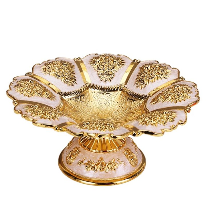 Jormftte gyümölcstál, 18x9x8cm, cink ötvözet, esküvői és irodai dekoráció, arany