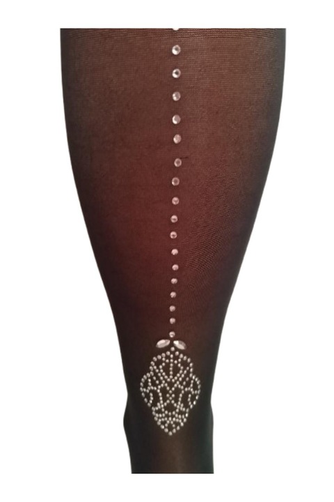 Dres Philippe Matignon Cristallin, Lycra 10 den, Fara cusaturi, Dunga din strasuri pe fond negru