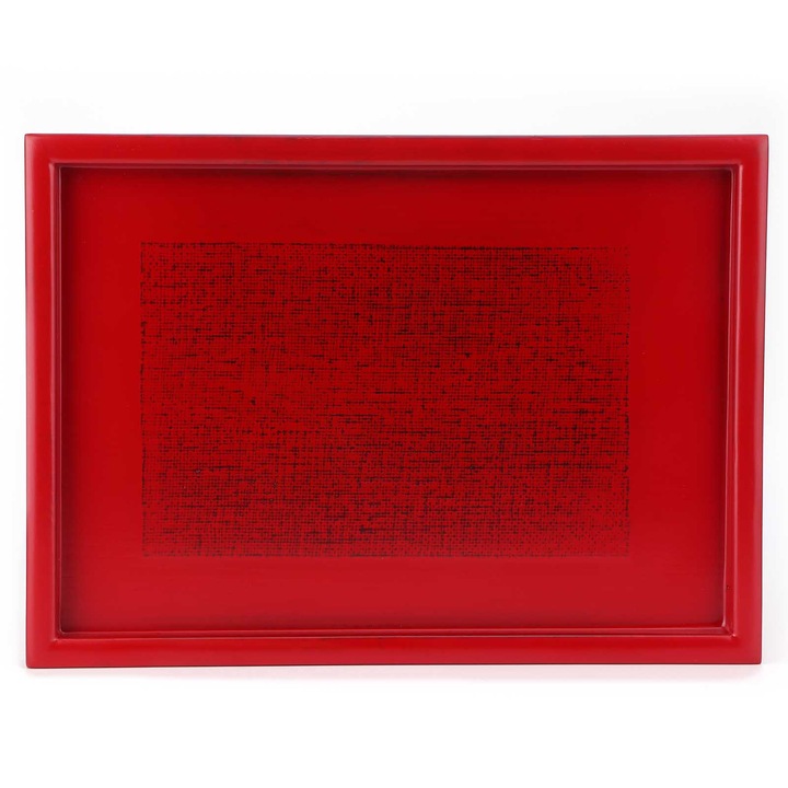 Tava de servire din lemn, Enforose, design elegant, capacitate mare, rosie, 30x20cm