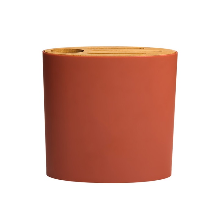 Jormftte evőeszköztartó, ovális, kicsi, levehető, késekhez, bambuszfedél, piros