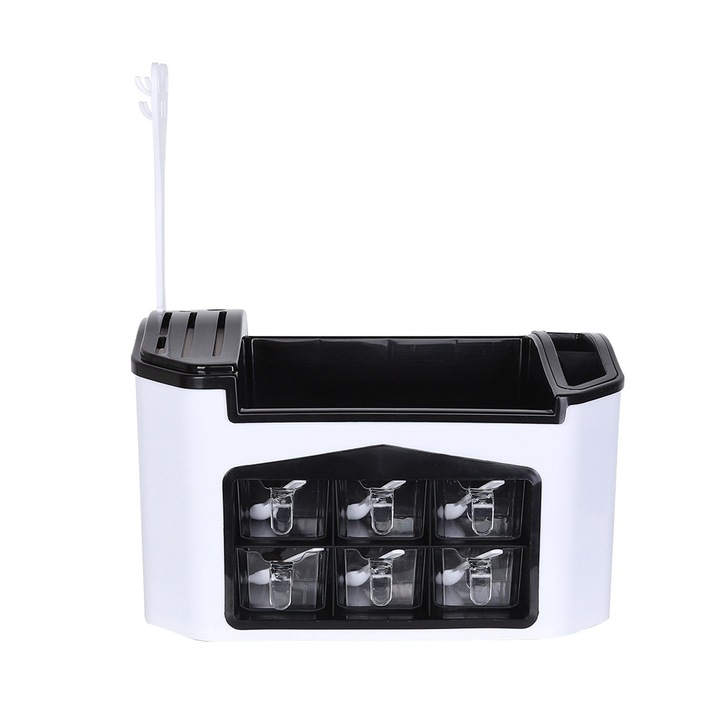 Jormftte evőeszköztartó, fűszertartó, 6 rekeszes, csúszásgátló fogantyúval, többszínű