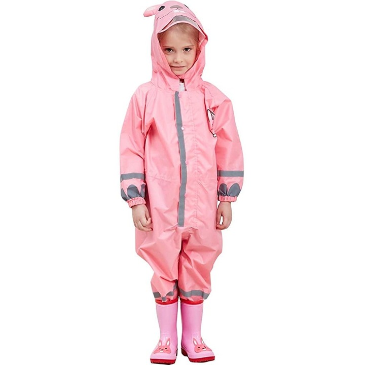 de ploaie pentru copii, longziming, design cu desene animate, 3-10, Roz, 140 CM