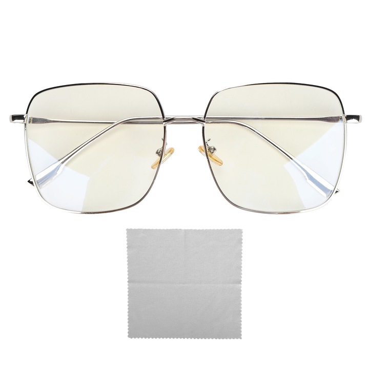 Fém keretes szemüveg, Mmgoqqt, kék fény elleni lencsék, ezüst, kényelmes, könnyű