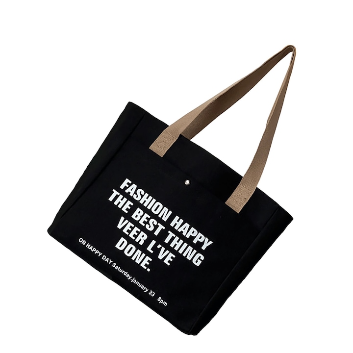 Vászon válltáska, Longziming, nagy kapacitású, fekete, 14x31x45cm