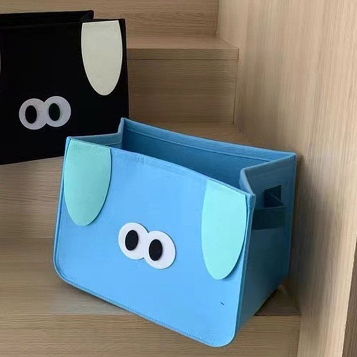 Filc táska, hosszú cipzáras, rajzfilmes kivitel, nagy kapacitású, kék, 14x31x45cm